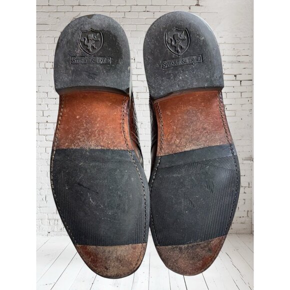 Stuart & Laud Brown Leather Croc Print Oxford Dress Shoes Size 9 D - Picture 7 of 12
